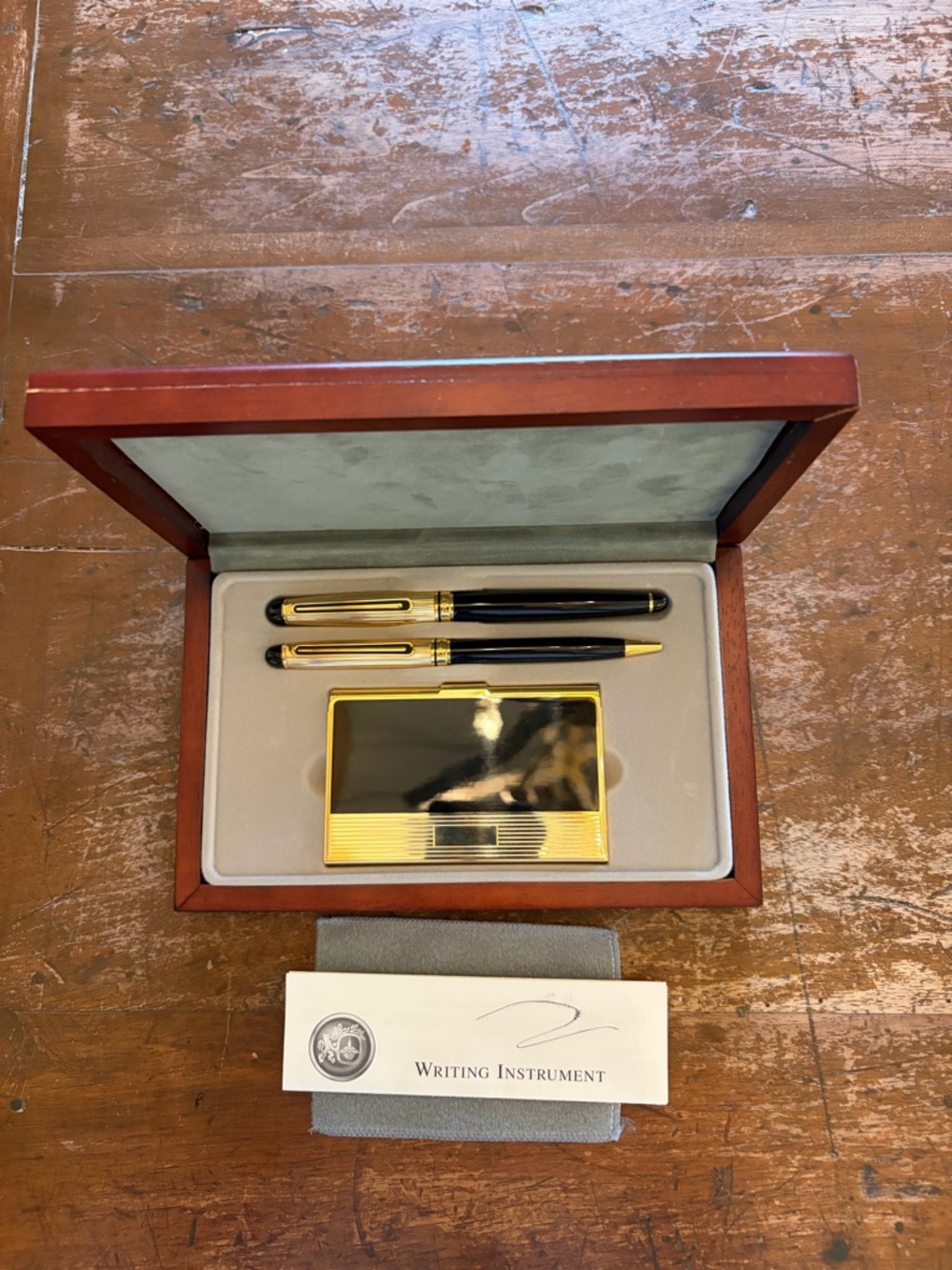 Luxury Black & Gold Pen and Card Case Set - Writing Instrument